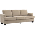 3 Seater Sofa with USB Ports & Cup Holders, Chenille-Feel Upholstered Couch for Living Room, Light Brown