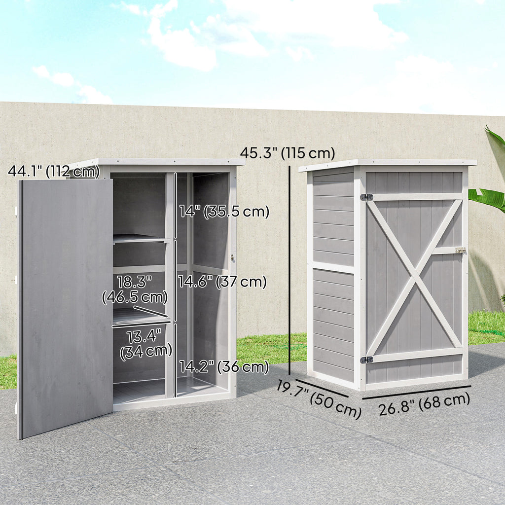 29.9"x21.7"x45.3" Garden Storage Shed with Asphalt Roof, Outdoor Storage Cabinet w/ Shelves, Grey