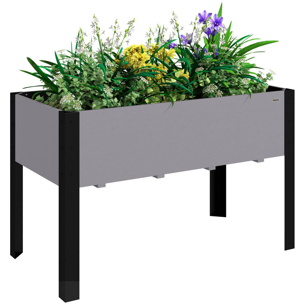 Raised Garden Bed, Elevated Planter Box, 47"x24"x29" with Legs, Metal Frame, Wooden Planter Pot for Backyard, Patio to Grow Vegetables, Herbs, and Flowers, Grey