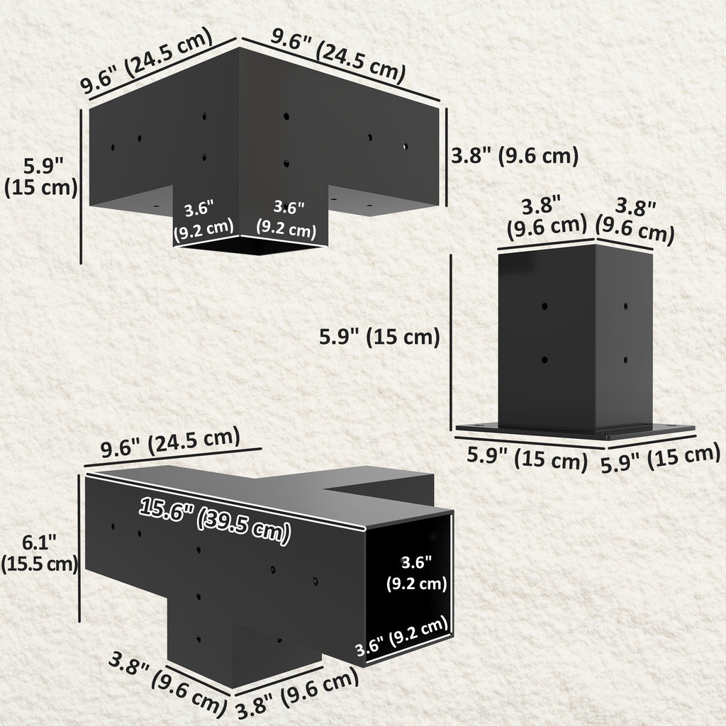 12PCS Pergola Kit, Pergola Brackets with 3-Way & 4-Way Corner Brackets for 4"x4" (Actual 3.6"x3.6") Lumber
