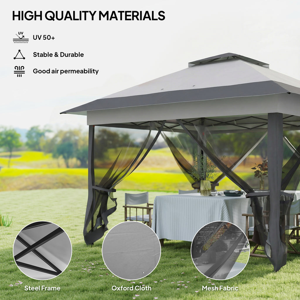 12' x 12' Foldable Pop-up Party Tent Instant Canopy Sun Shade Gazebo Shelter with Steel Frame, Dark Grey