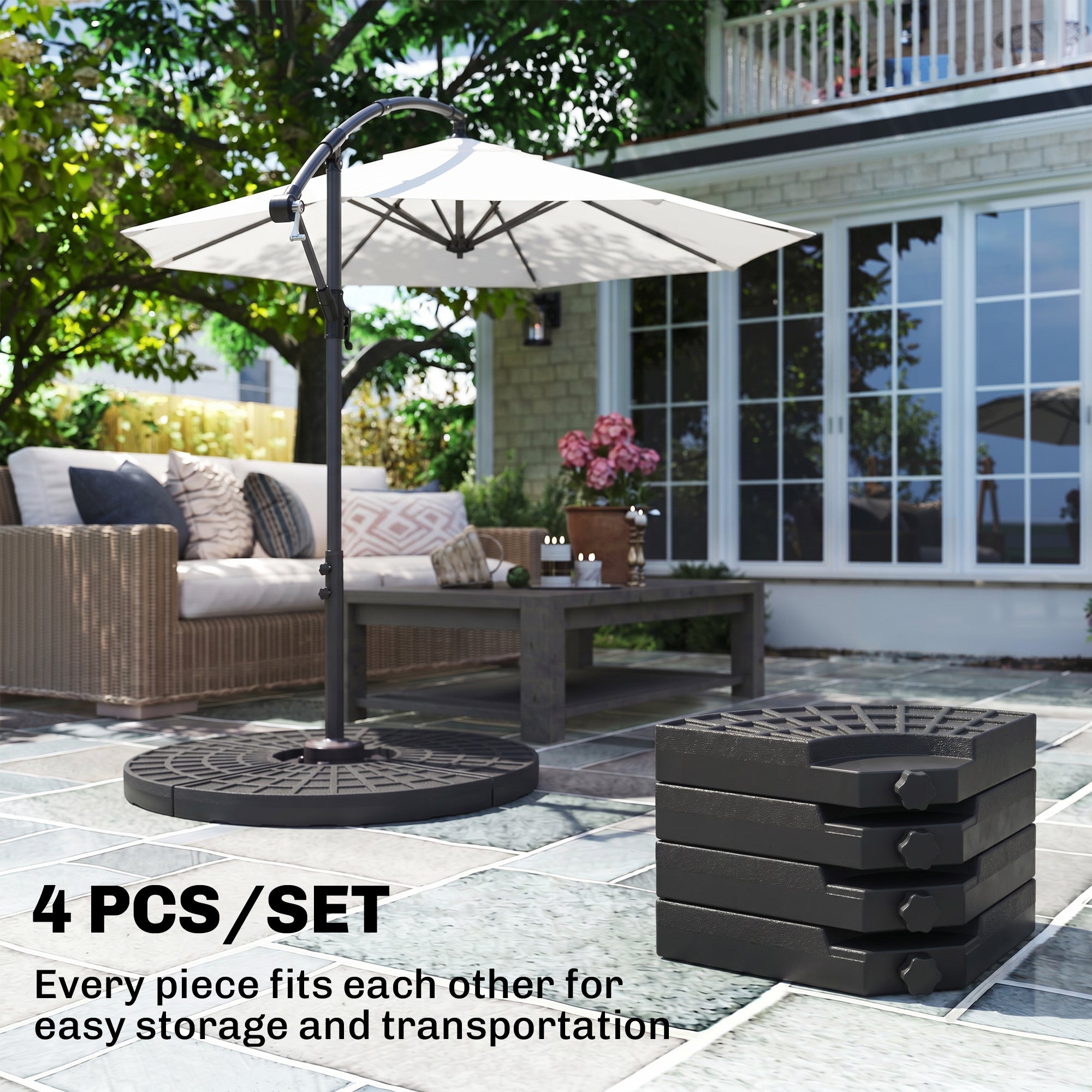 Set of 4 Umbrella Base Weights Outdoor Parasol Holder for Cross Base Portable