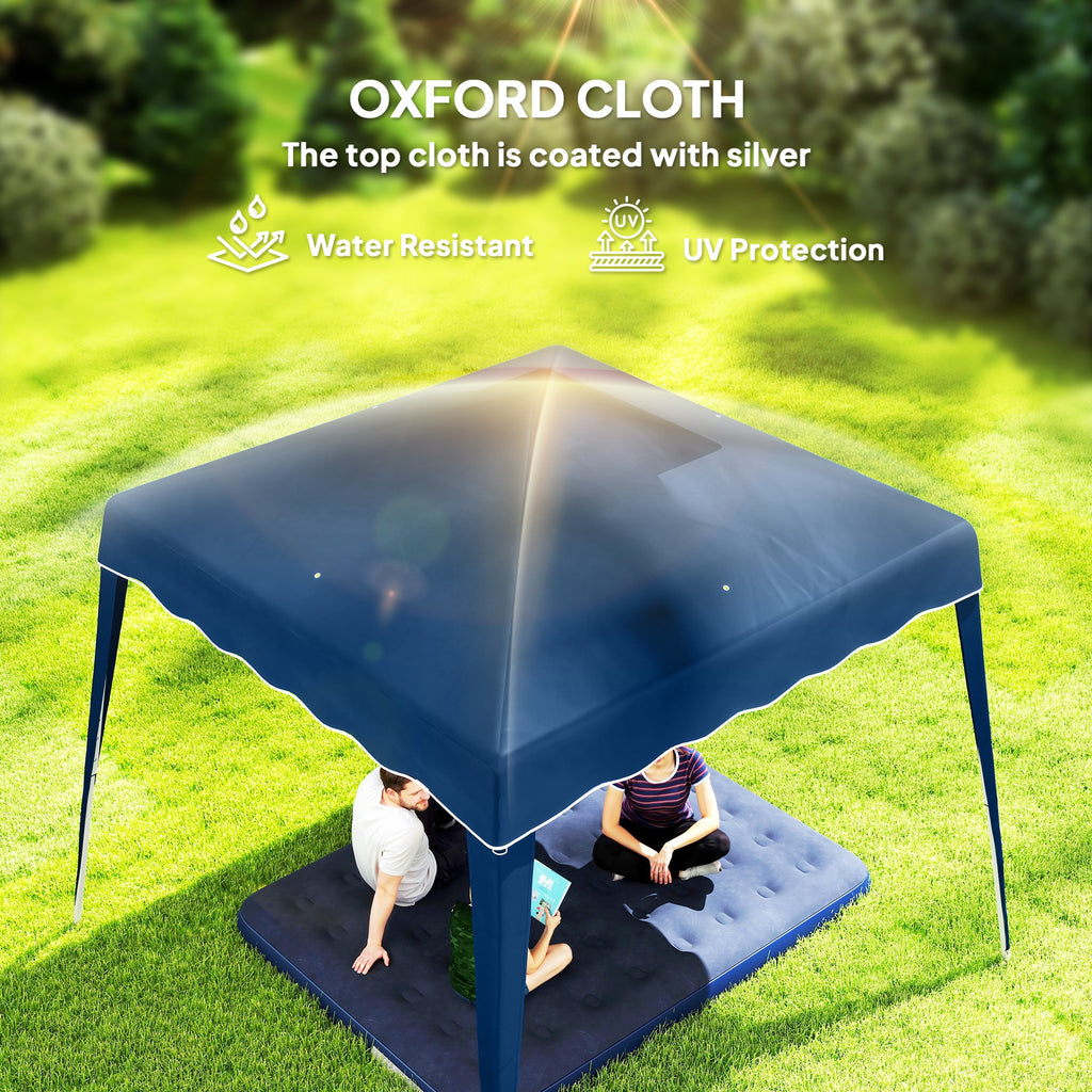 8' x 8' Pop Up Canopy, Outdoor Foldable Tent, Portable Canopy Tent with Carrying Bag for Camping, Party, Picnic, Blue
