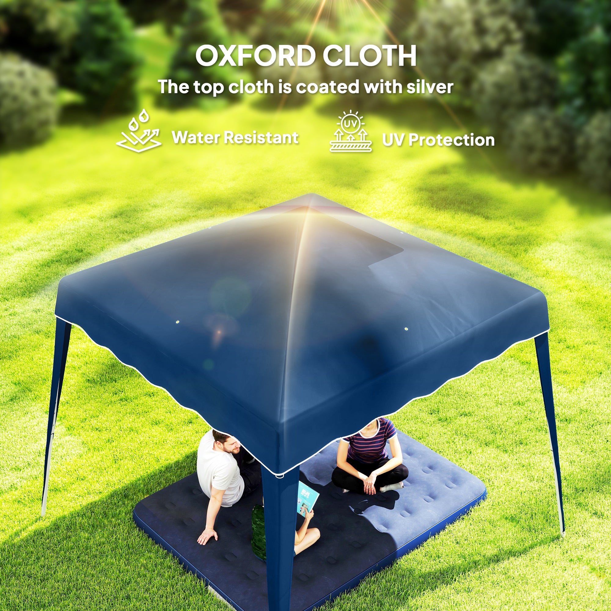 8' x 8' Pop Up Canopy, Outdoor Foldable Tent, Portable Canopy Tent with Carrying Bag for Camping, Party, Picnic, Blue