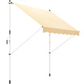 10x5ft Manual Retractable Awning, Patio Sun Shade Canopy Shelter with 5.6-9.2ft Support Pole, Water Resistant UV Protector, for Window, Door, Porch, Deck, Yellow