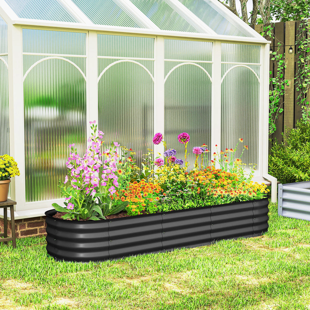 6.4 x 2 x 1ft Galvanized Raised Garden Bed Kit, Metal Planter Box with Safety Edging, Dark Grey
