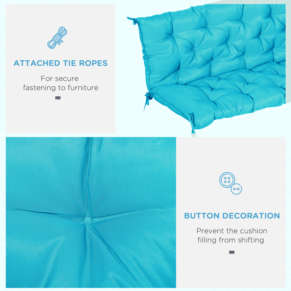 Porch Swing Cushion Garden Bench Cushion with Backrest, Non-Slip 3-Seater Soft Pad, Swing Chair Mat Replacement for Indoor and Outdoor, 59.1" x 38.6", Turquoise