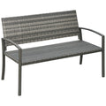 Rattan Wicker Loveseat Garden Bench Hand Woven Portable Backyard Gray