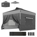 10 x 10 ft Pop Up Canopy Tent with 4 Sidewalls, UPF 50+ 1-Button Push Outdoor Instant Canopy with Wheeled Bag, Dark Grey