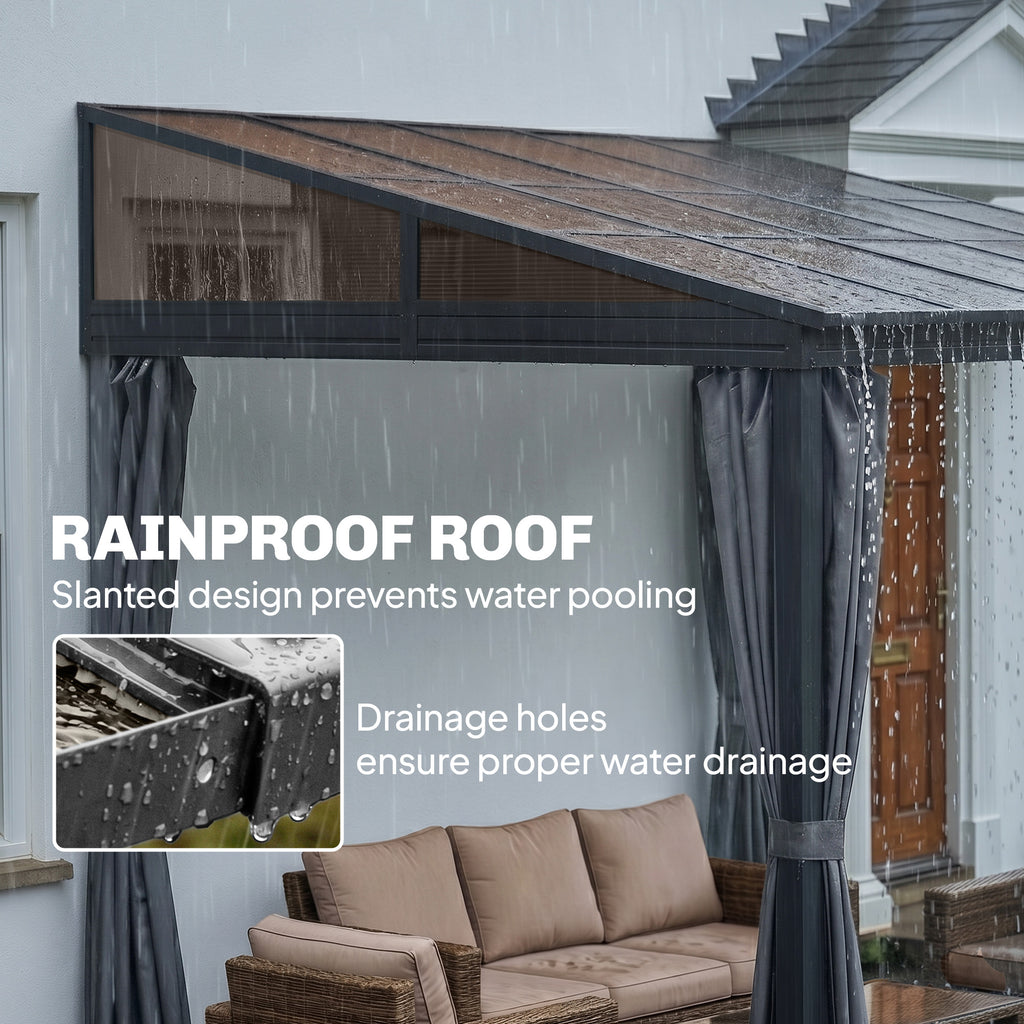 10' x 13' Outdoor Hardtop Pergola Gazebo with Polycarbonate Roof, UV Protection Sun Shelter with Curtains for Garden, Patio and Outdoor Events