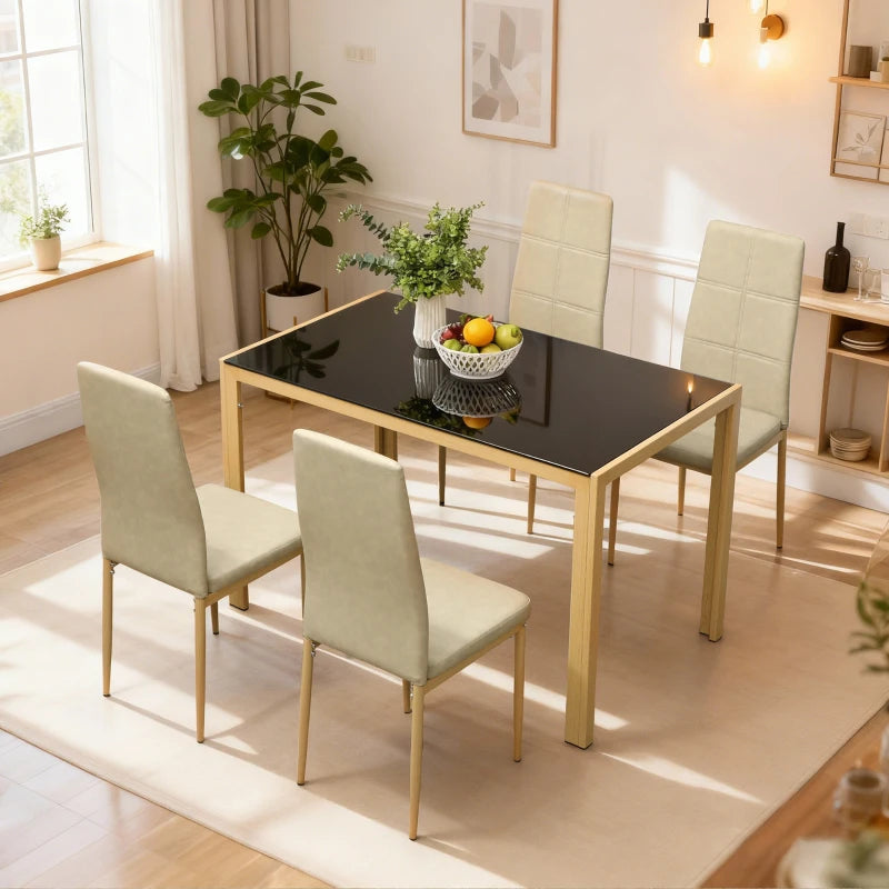 Affordable 3-piece rectangular glass kitchen table and chairs set