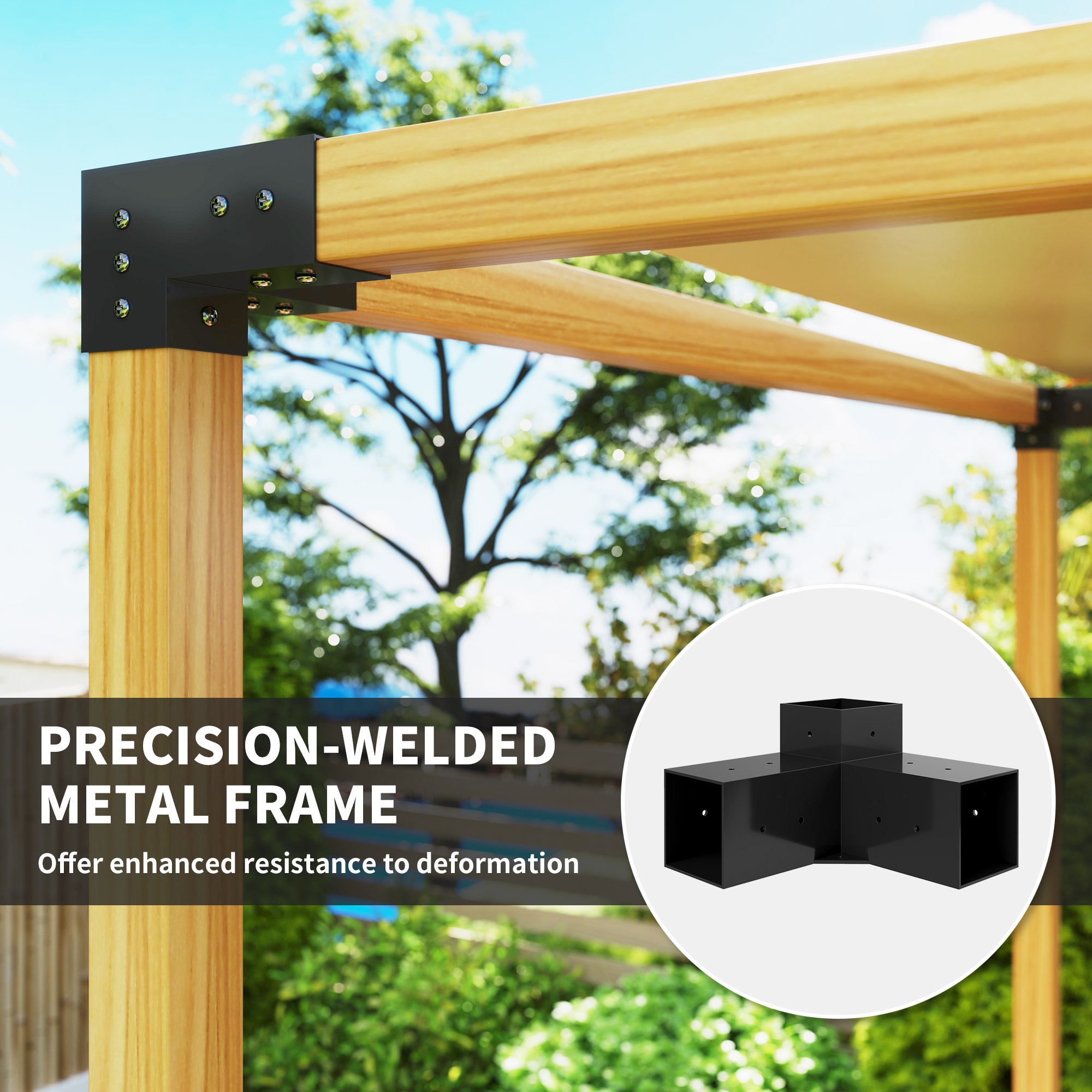 8PCS Pergola Kit, Pergola Brackets with 3-Way & 4-Way Corner Brackets for 4"x4" (Actual 3.6"x3.6") Lumber