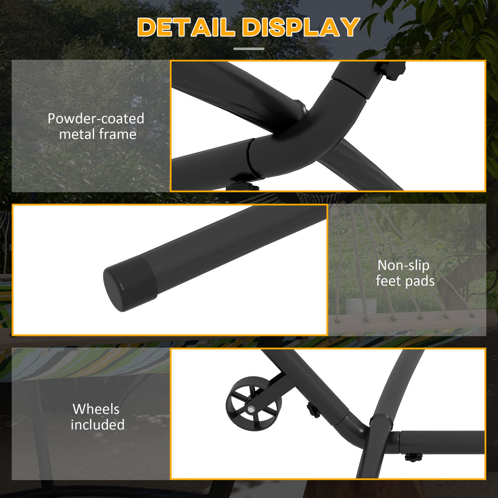 9.5ft Hammock Stand Only, Portable Hammock with Wheels, Adjustable Hammock Net Stand, for String-style, Brazilian-style, Flat-style, Rope-style Hammocks, Black