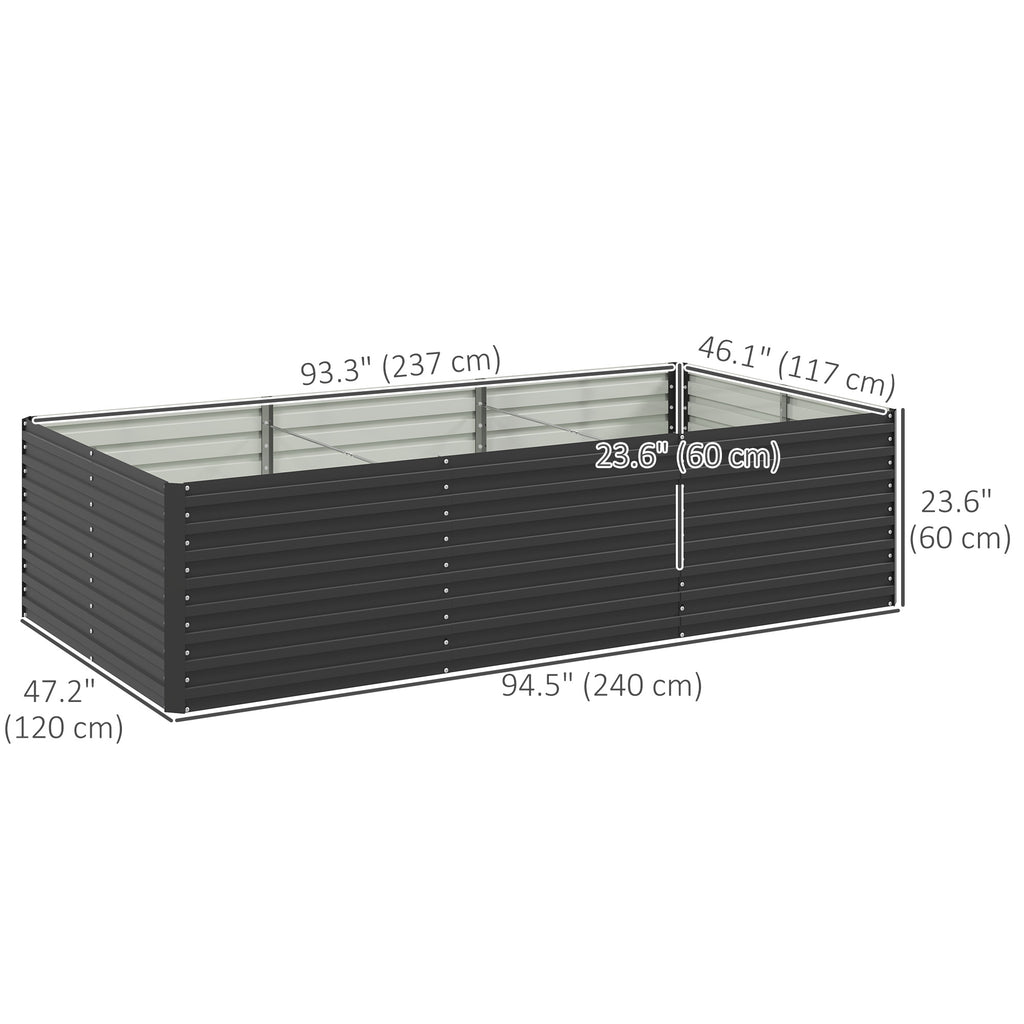 8' x 4' x 2' Raised Garden Bed, Galvanized Planter Box for Growing Flowers, Herbs and Vegetables, Dark Grey