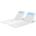 2 Pieces Beach Lounge Chair, Outdoor Folding Chaise Lounge Set w/ Pillow for Sunbath, Snap, Beige