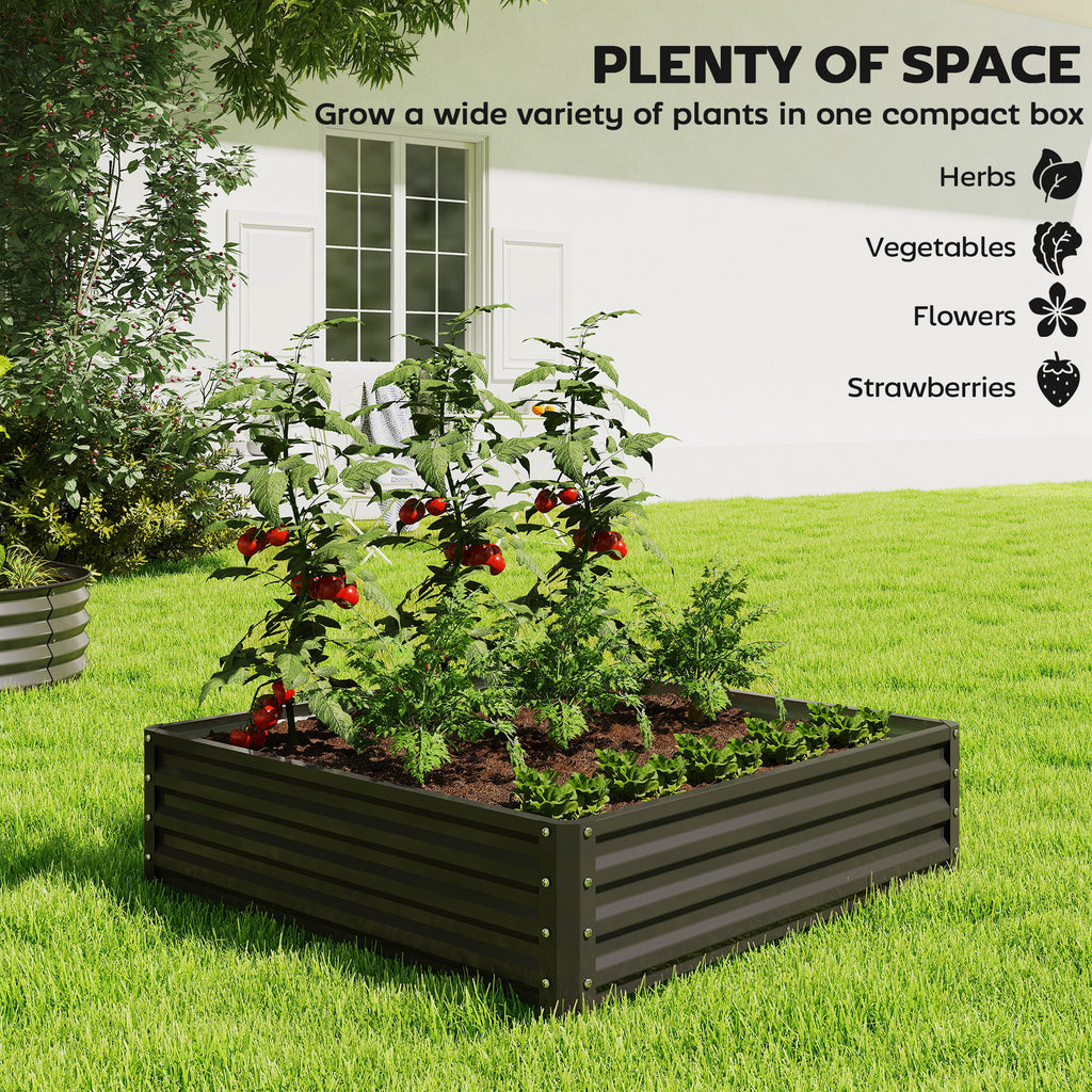Raised Garden Bed Galvanized Steel Planter Box for Vegetables, Flowers, Herbs, Black