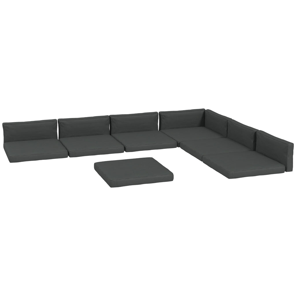 Replacement Cushions for Rattan Furniture, 14 Piece Outdoor Seat Cushion Pad for Patio Set, 7 Seat and 7 Back, Grey
