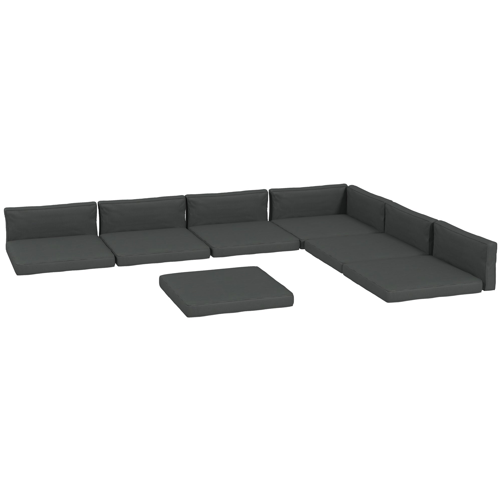 Replacement Cushions for Rattan Furniture, 14 Piece Outdoor Seat Cushion Pad for Patio Set, 7 Seat and 7 Back, Grey