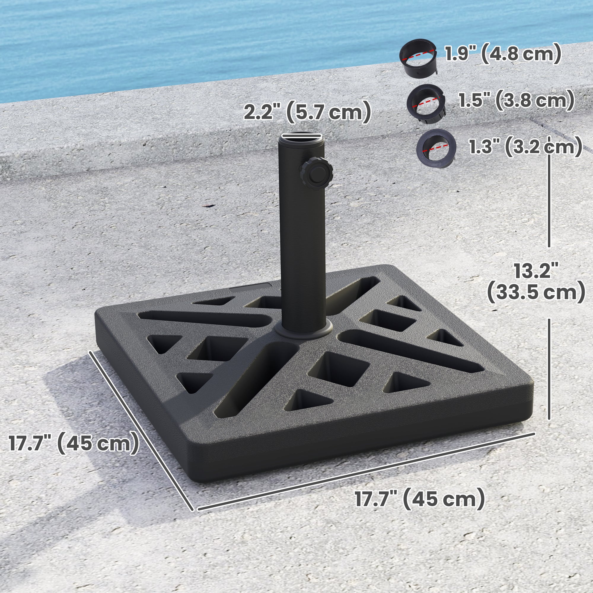 Umbrella Base, 33lbs HDPE Outdoor Umbrella Stand Parasol Stand with Cut-Out Design