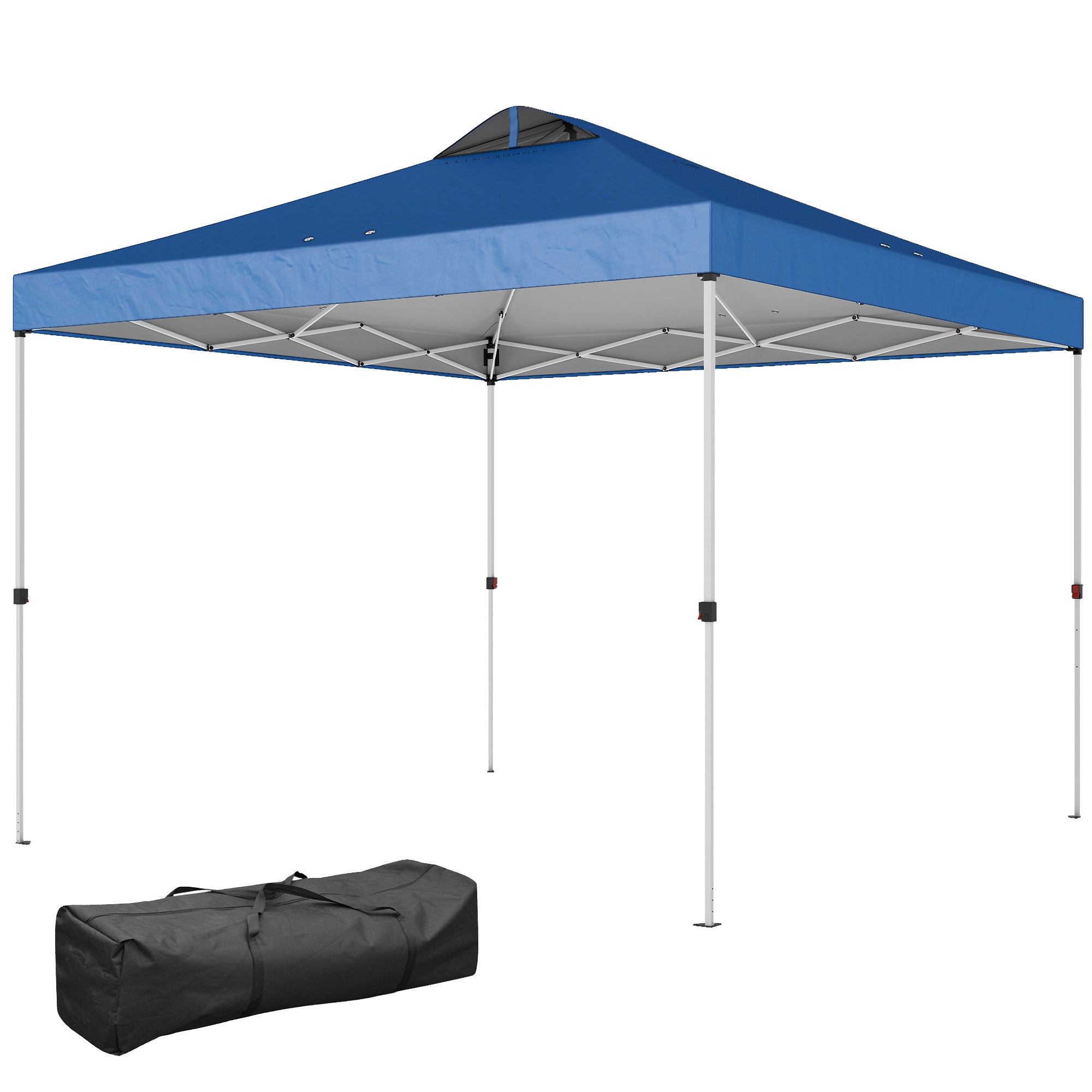 Pop Up Canopy Waterproof Canopy Tent with Carrying Bag for Parties Garden BBQs 9.8' x 9.8', Blue