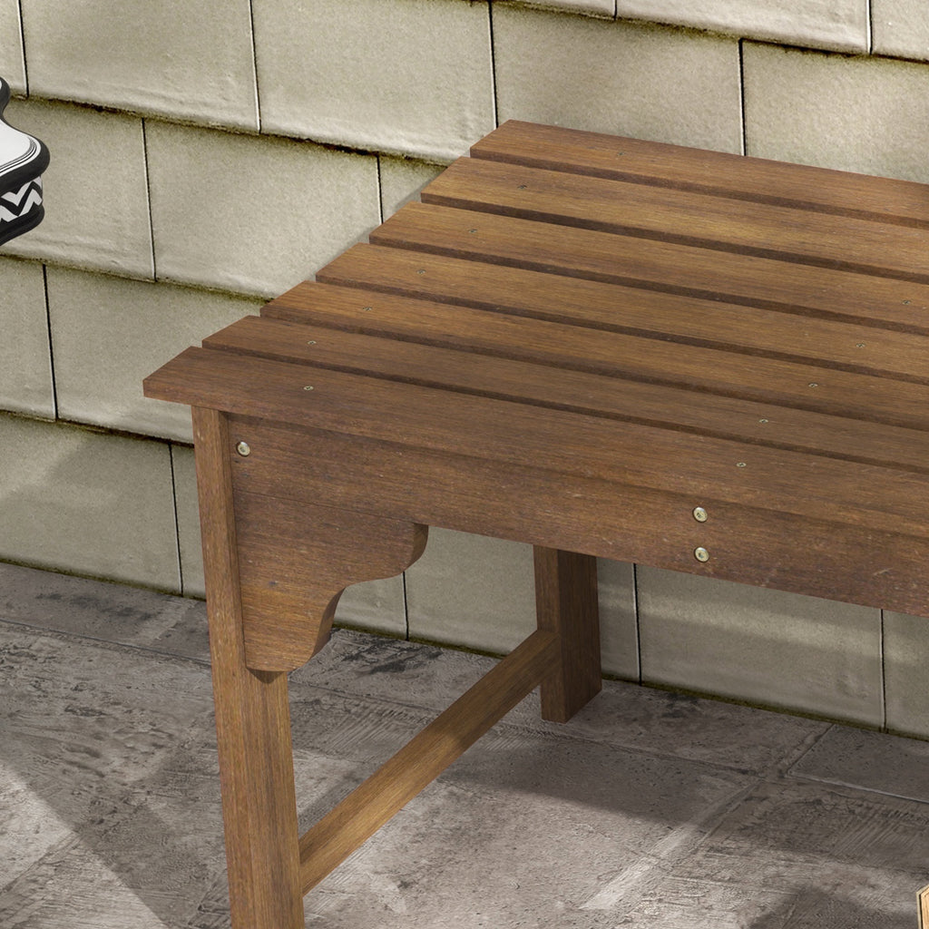 Wooden Garden Bench, Patio Double Park Bench with Slatted Seat, Front Porch Backless Bench, Teak