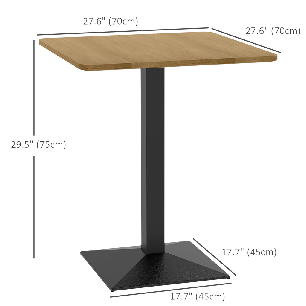 28" Square Dining Table, Modern Dining Room Table with Steel Base, Space Saving Small Kitchen Table, Dark Brown