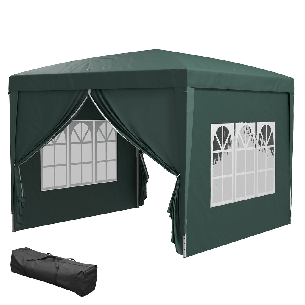 10'x10' Outdoor Pop Up Party Tent Wedding Gazebo Canopy with Carrying Bag (Dark Green)