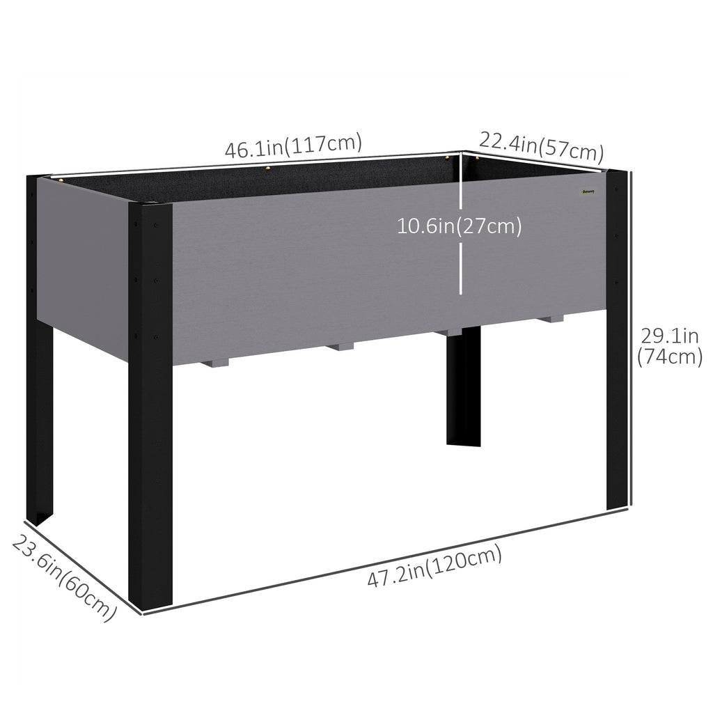 Raised Garden Bed, Elevated Planter Box, 47"x24"x29" with Legs, Metal Frame, Wooden Planter Pot for Backyard, Patio to Grow Vegetables, Herbs, and Flowers, Grey