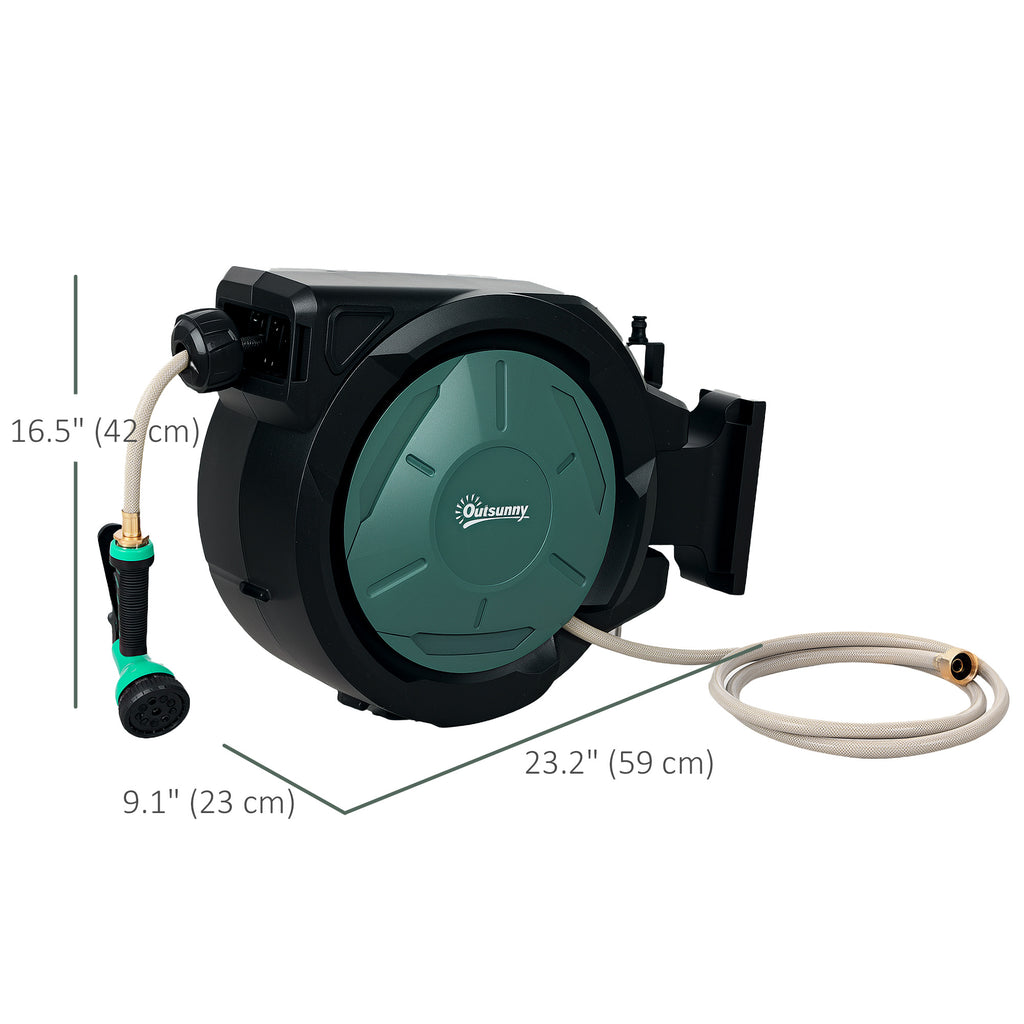 1/2 in x 100ft Wall Mounted Garden Hose Reel, Retractable Water Hose Reel with Auto Rewind, Any Length Lock, Black