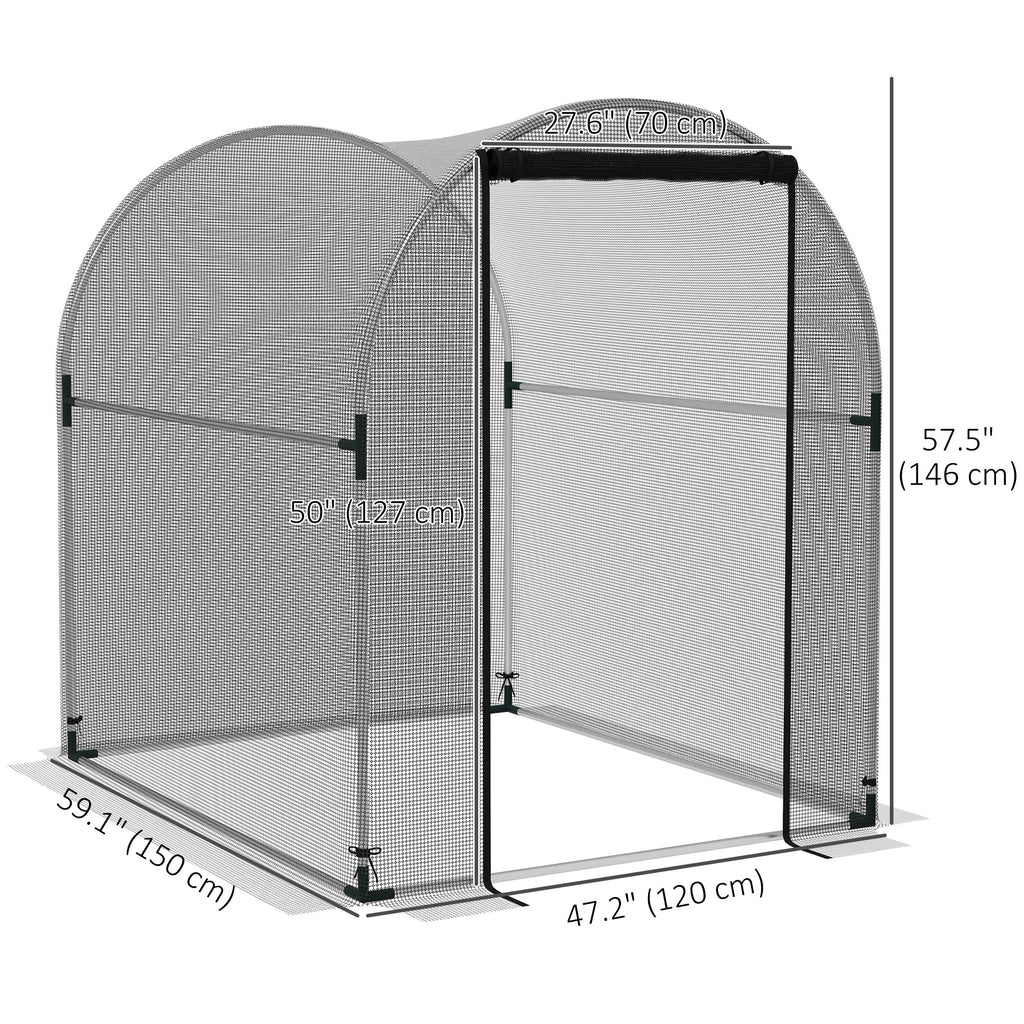 4.9' x 3.9' Crop Cage with Zipper Roll-Up Door, Mesh Plant Protection Tent from Animals with Galvanised Steel Frame