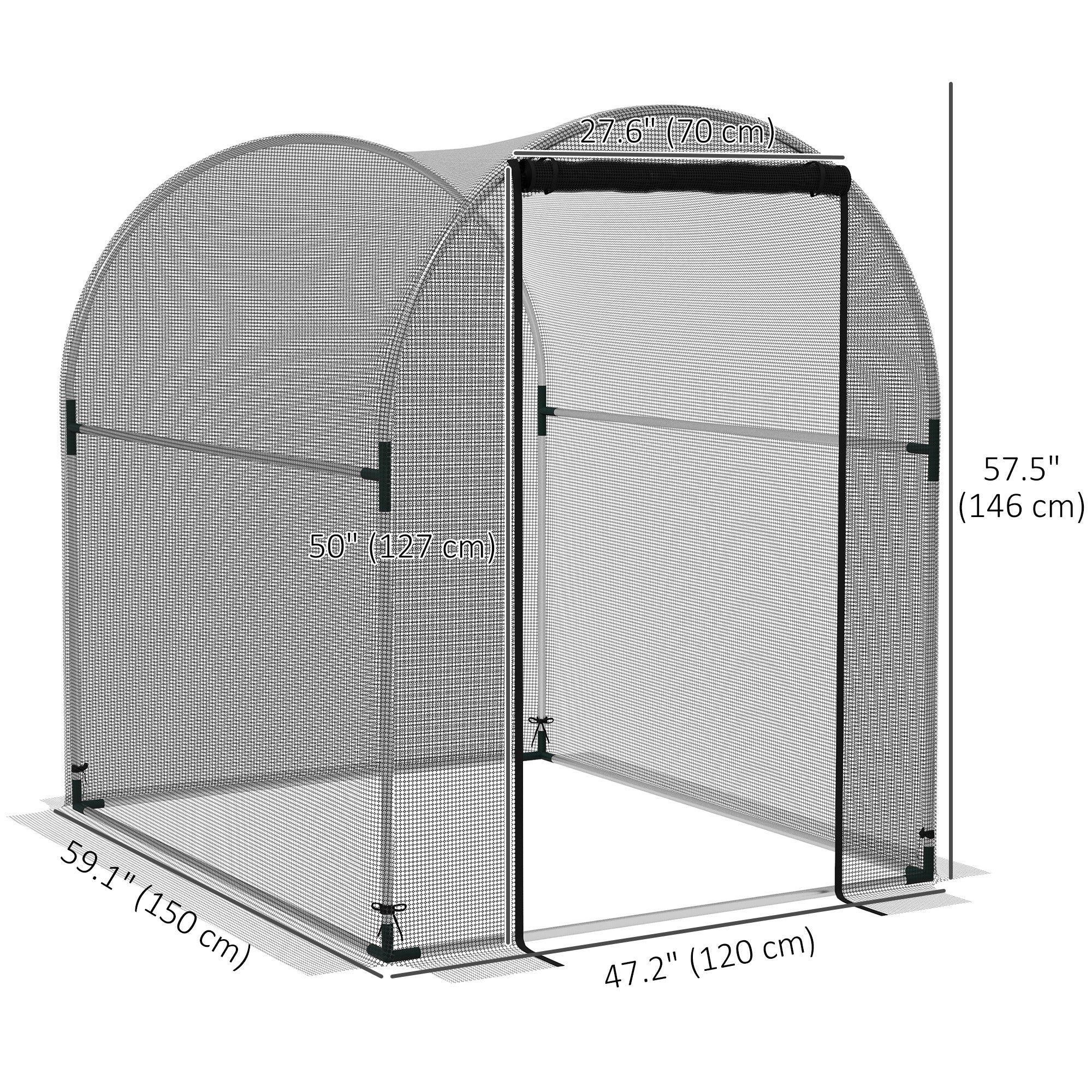 4.9' x 3.9' Crop Cage with Zipper Roll-Up Door, Mesh Plant Protection Tent from Animals with Galvanised Steel Frame