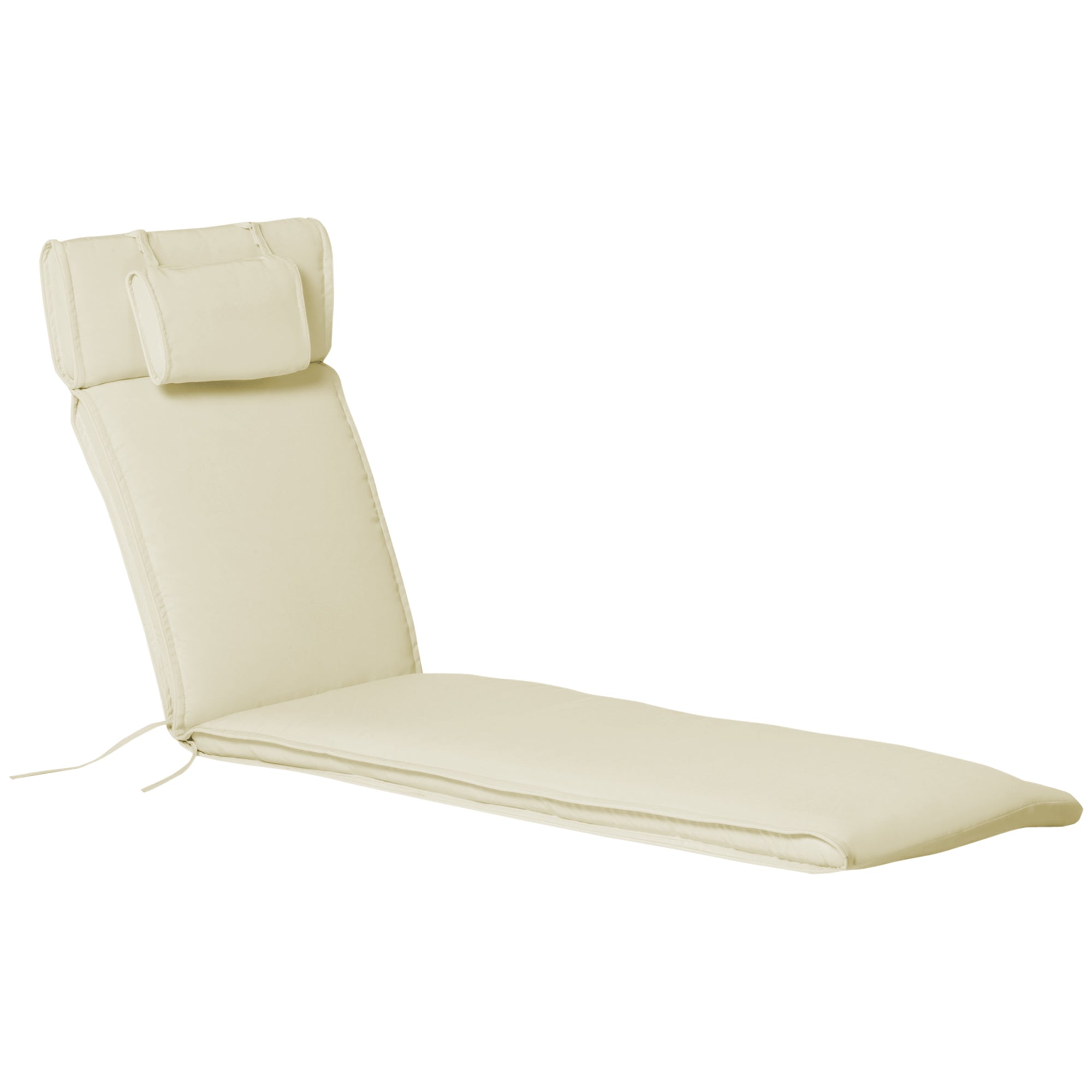 Lounger Chair Cushion ONLY with Thick Padded, Headrest, Cream White