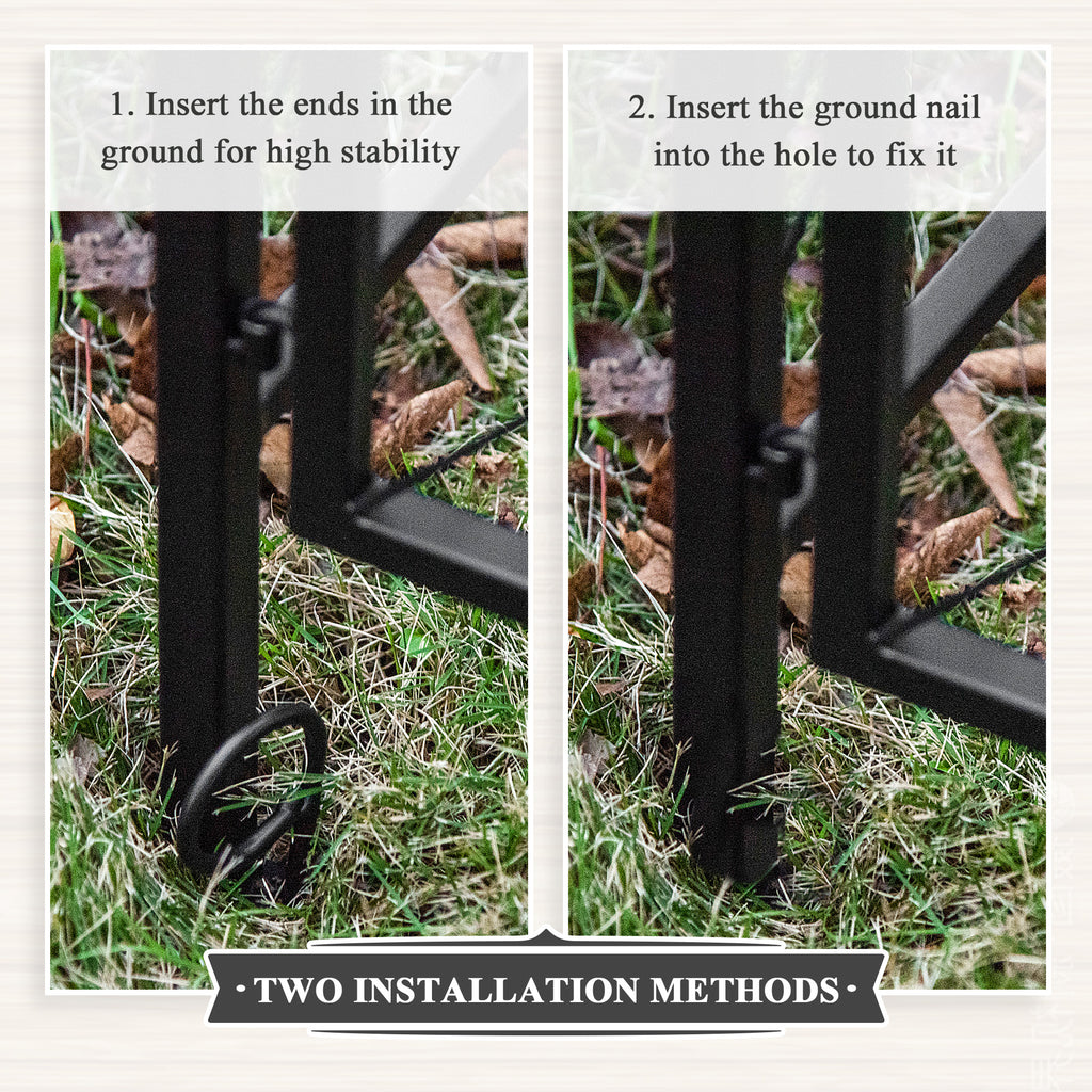 7FT Metal Garden Arch with Gate Climbing Planter Frame Backyard Decor for Vines Morning Glory Black
