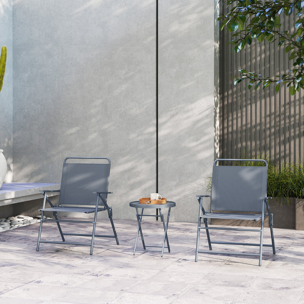 3 Pieces Outdoor Bistro Set, Folding Patio Table and Chairs with Tempered Glass Tabletop for Garden, Deck & Backyard