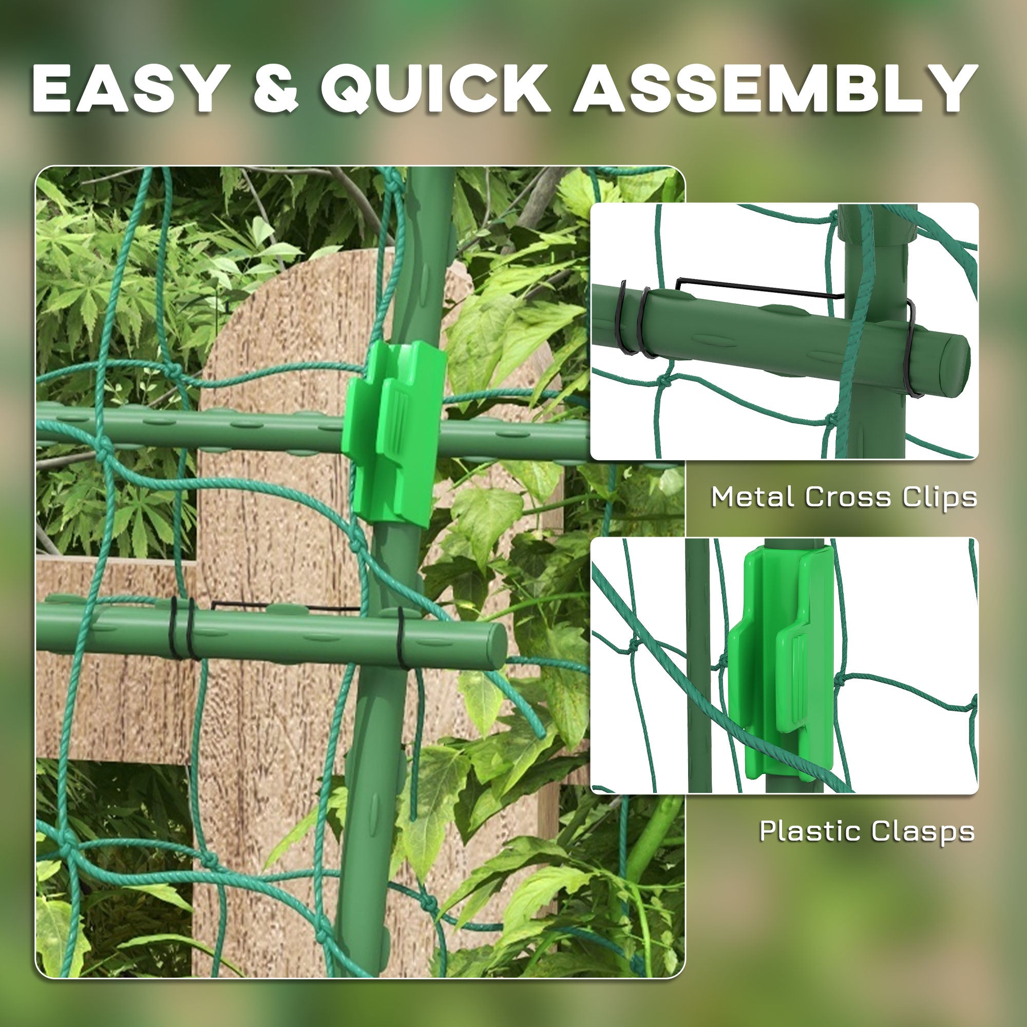 Arched Garden Trellis w/ Climbing Net Metal Cucumber Plant Trellis A-Frame for Climbing Plants 57" x 66" x 81"