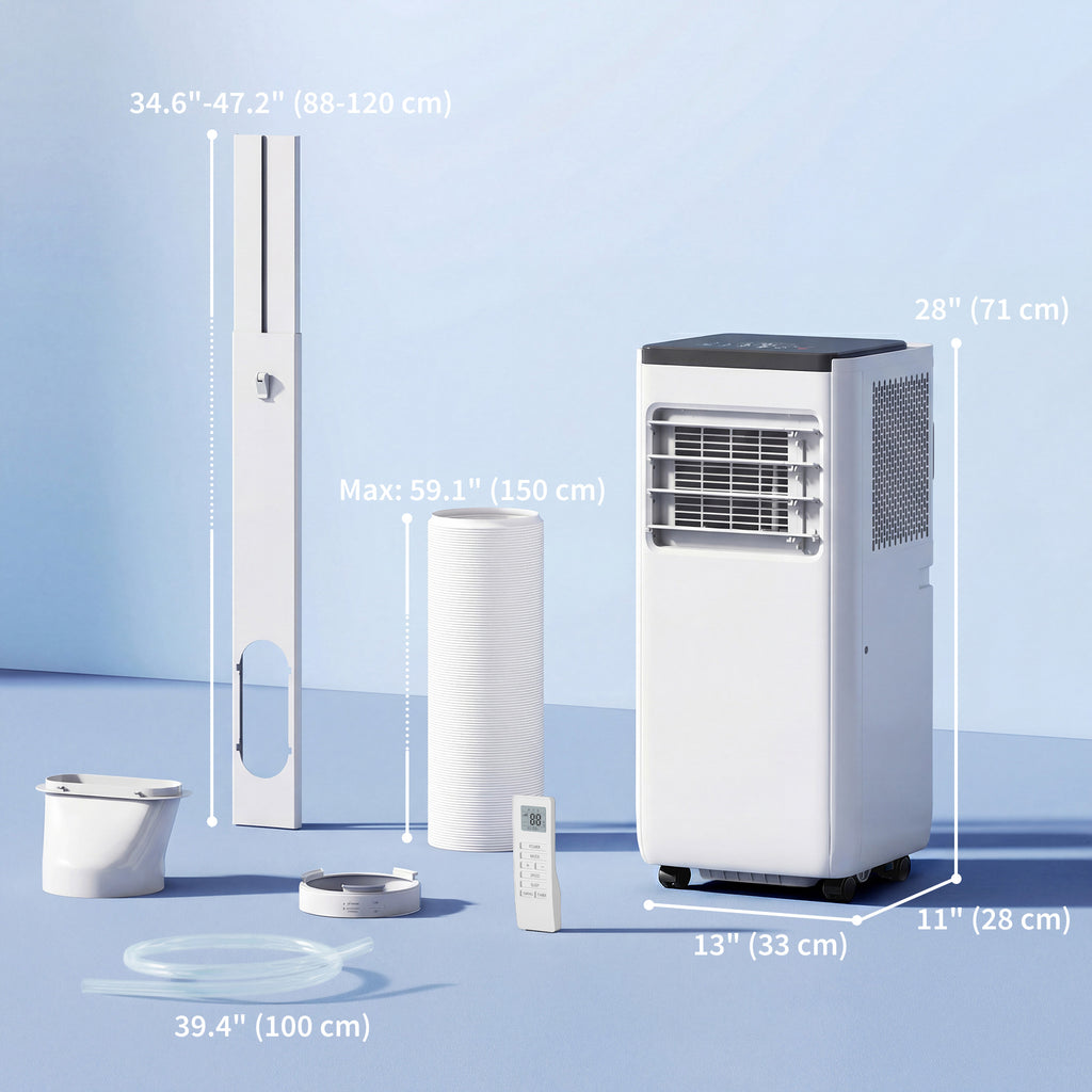 10000 BTU Portable 4-in-1 Air Conditioner with Cool, Dehumidifier, Fan, Sleep, WiFi Voice Remote Control, White