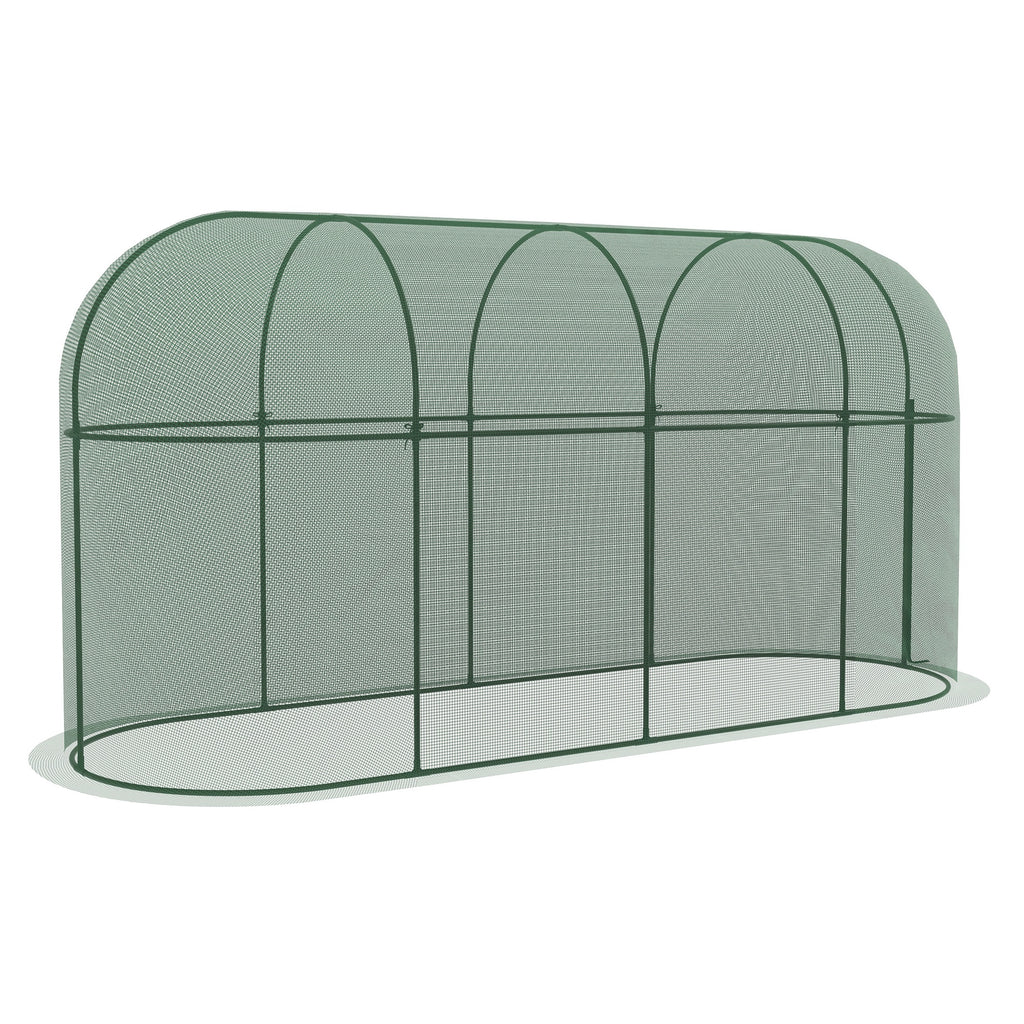 9.8' x 3.3' Plant Protector Tent, Crop Cage with Zipped Door and Ground Stakes for Garden, Yard, Lawn