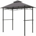 8' x 5' BBQ Grill Gazebo Tent with Double Tiered Canopy for Outdoor Sun Shade, Dark Grey