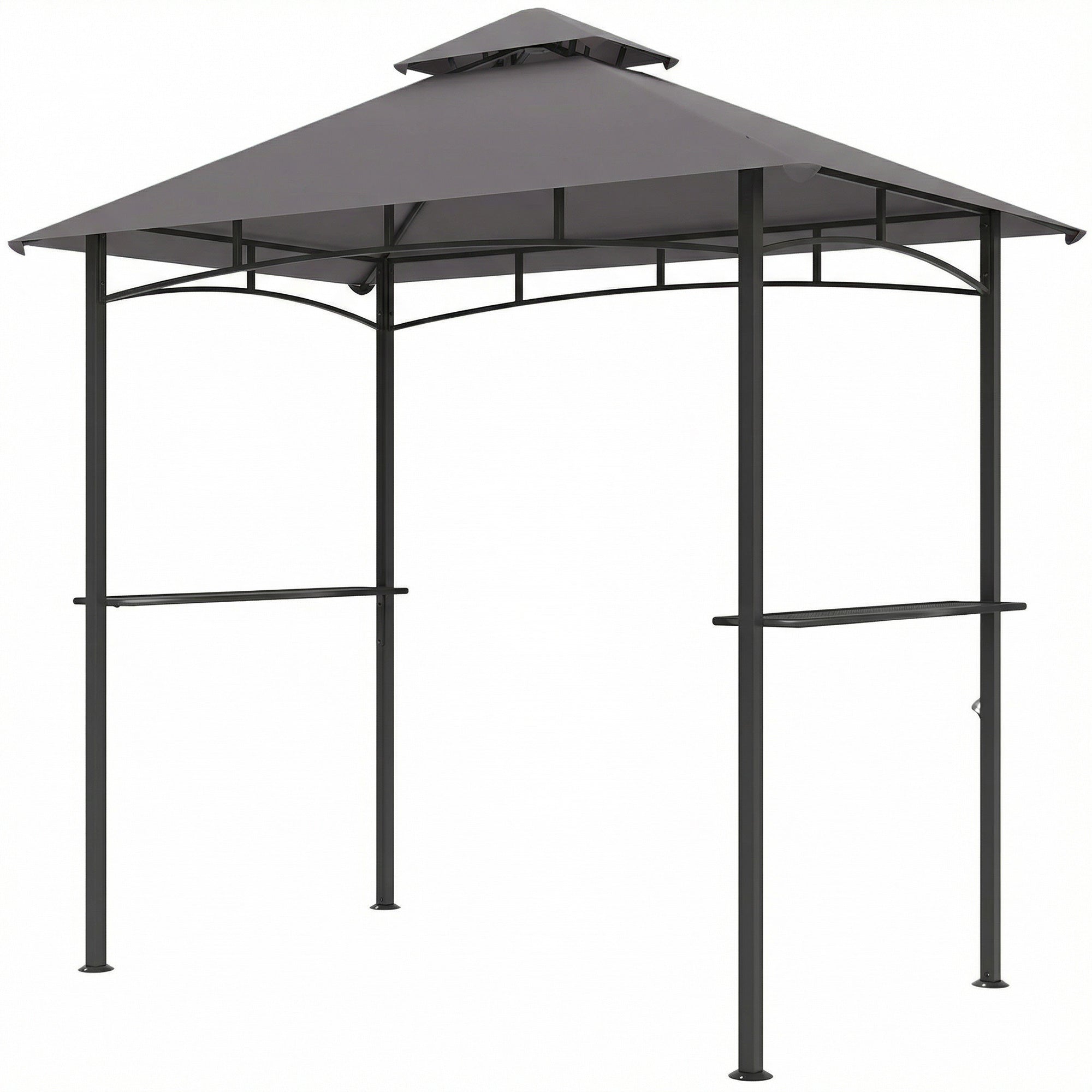 8' x 5' BBQ Grill Gazebo Tent with Double Tiered Canopy for Outdoor Sun Shade, Dark Grey