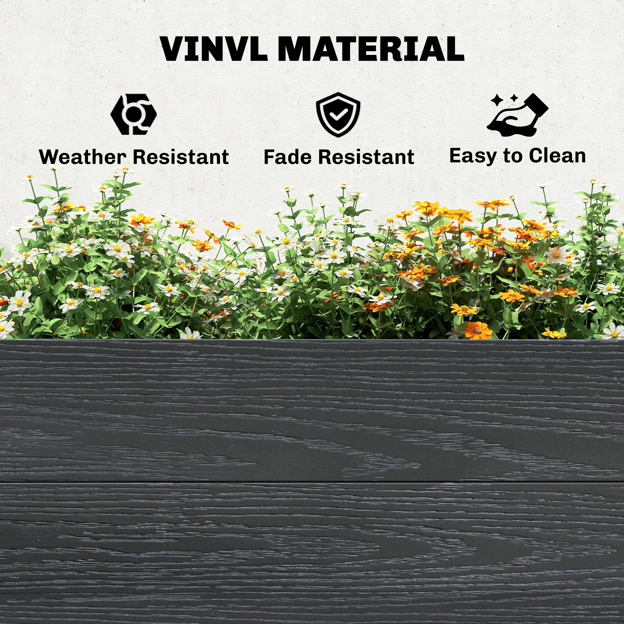 Vinyl Raised Garden Bed Kit, 3 x 3 x 1ft Elevated Garden Box with Open Bottom, Screwless Outdoor Planter Box