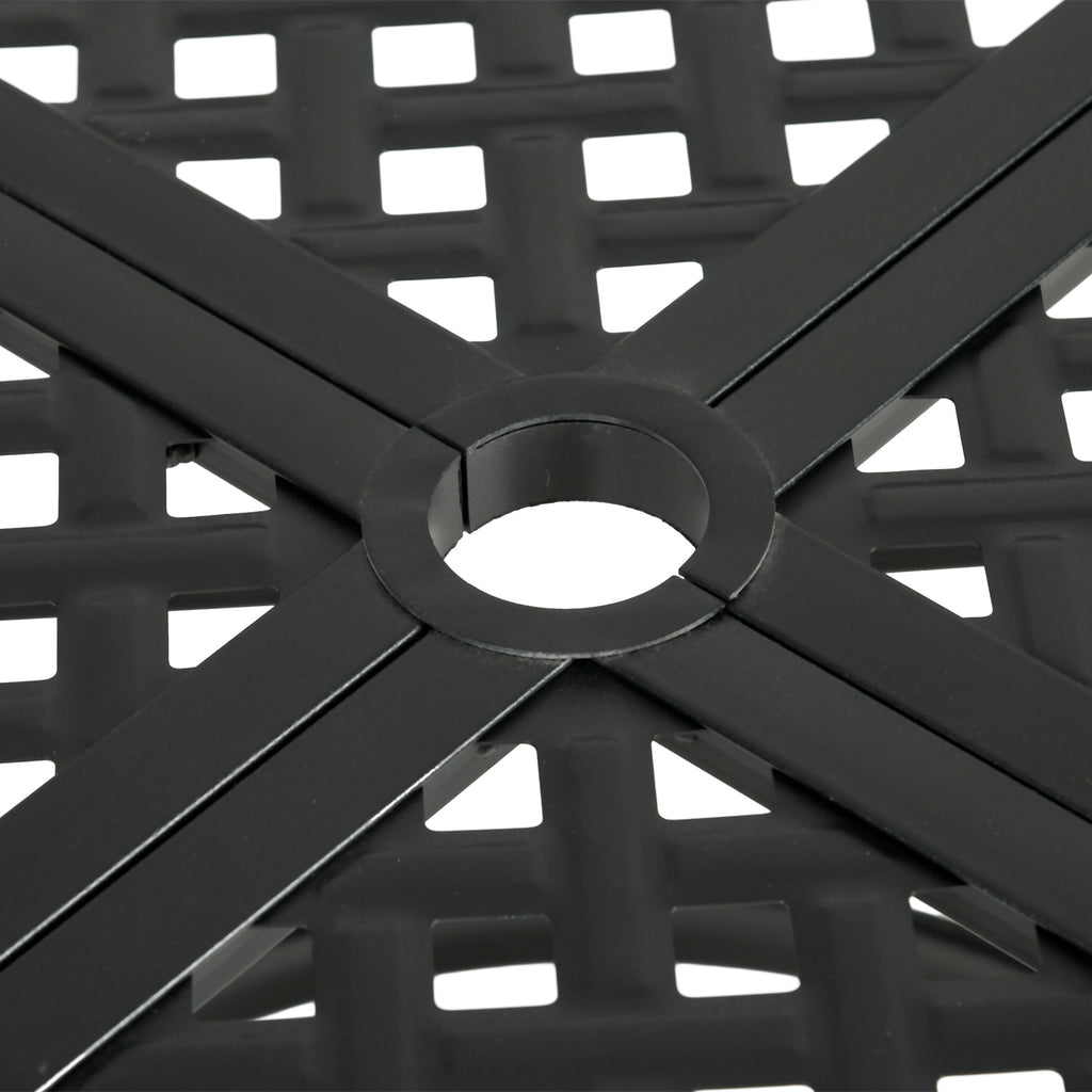 42" Round Outdoor Dining Table for 4 Persons, Metal Patio Dining Table with Umbrella Hole for Backyard, Lawn, Balcony