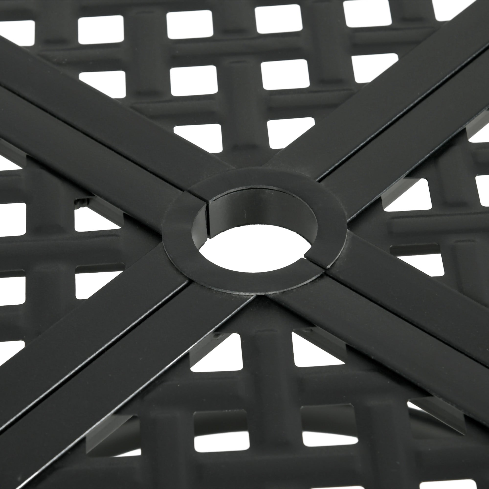 42" Round Outdoor Dining Table for 4 Persons, Metal Patio Dining Table with Umbrella Hole for Backyard, Lawn, Balcony