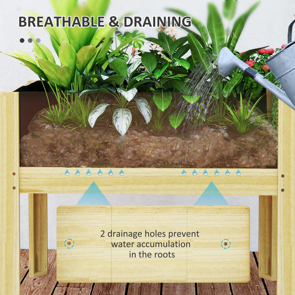 Wooden Raised Garden Bed with Acrylic Panels, Raised Planter Box with Drainage Holes, 29.5" x 18.1" x 23.8"