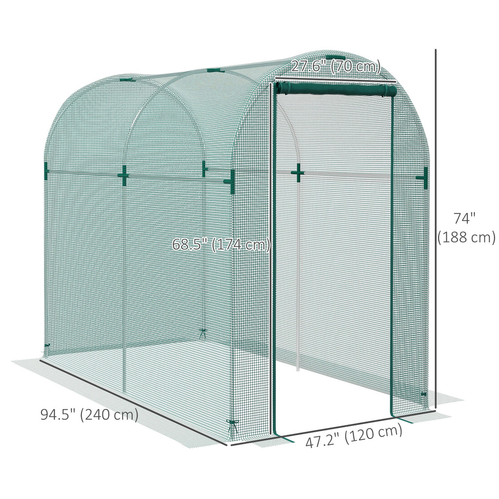 Galvanized Steel Crop Cage, Plant Protection Tent with Zippered Door, 4' x 8', Green