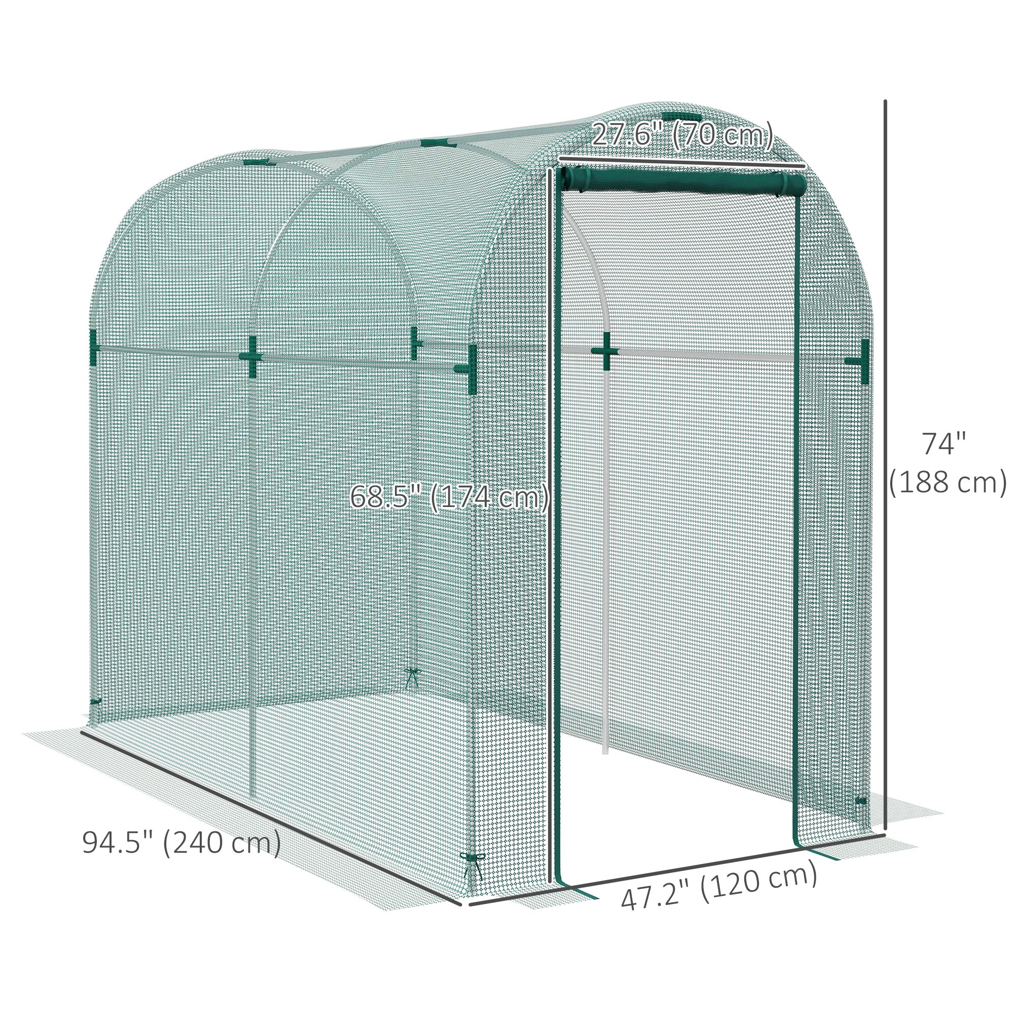 Galvanized Steel Crop Cage, Plant Protection Tent with Zippered Door, 4' x 8', Green