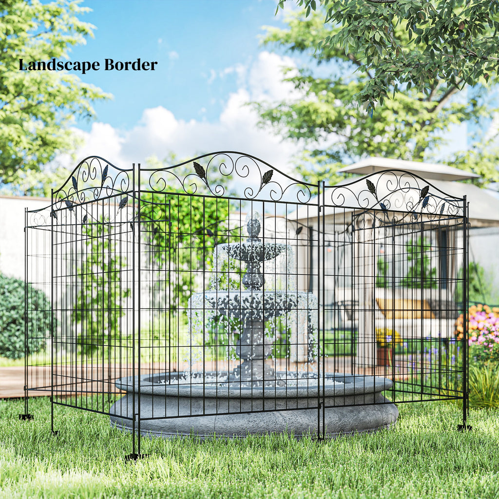 Garden Decorative Fence 4 Panels 44in x 12ft Steel Wire Border Edging for Landscaping
