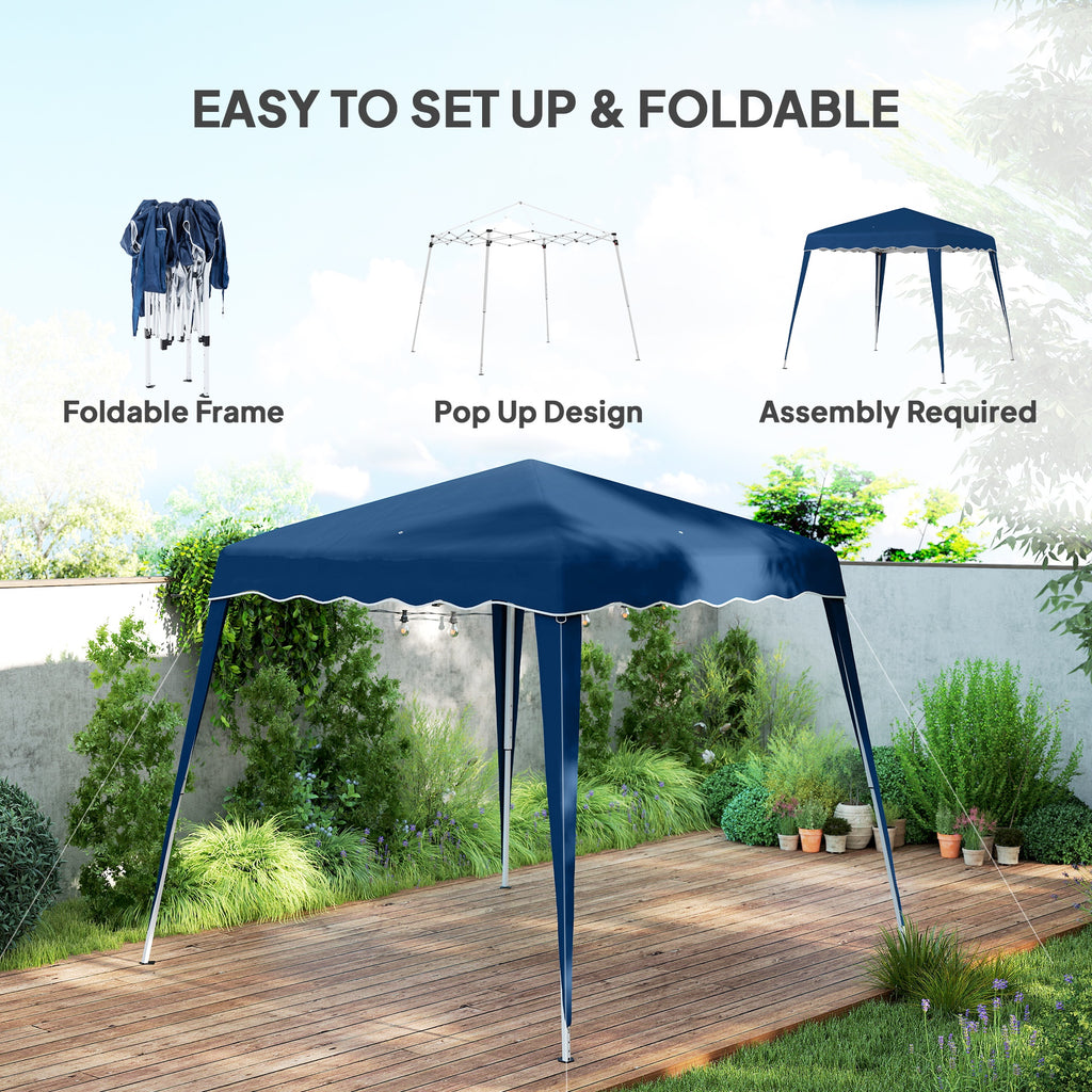 8' x 8' Pop Up Canopy, Outdoor Foldable Tent, Portable Canopy Tent with Carrying Bag for Camping, Party, Picnic, Blue