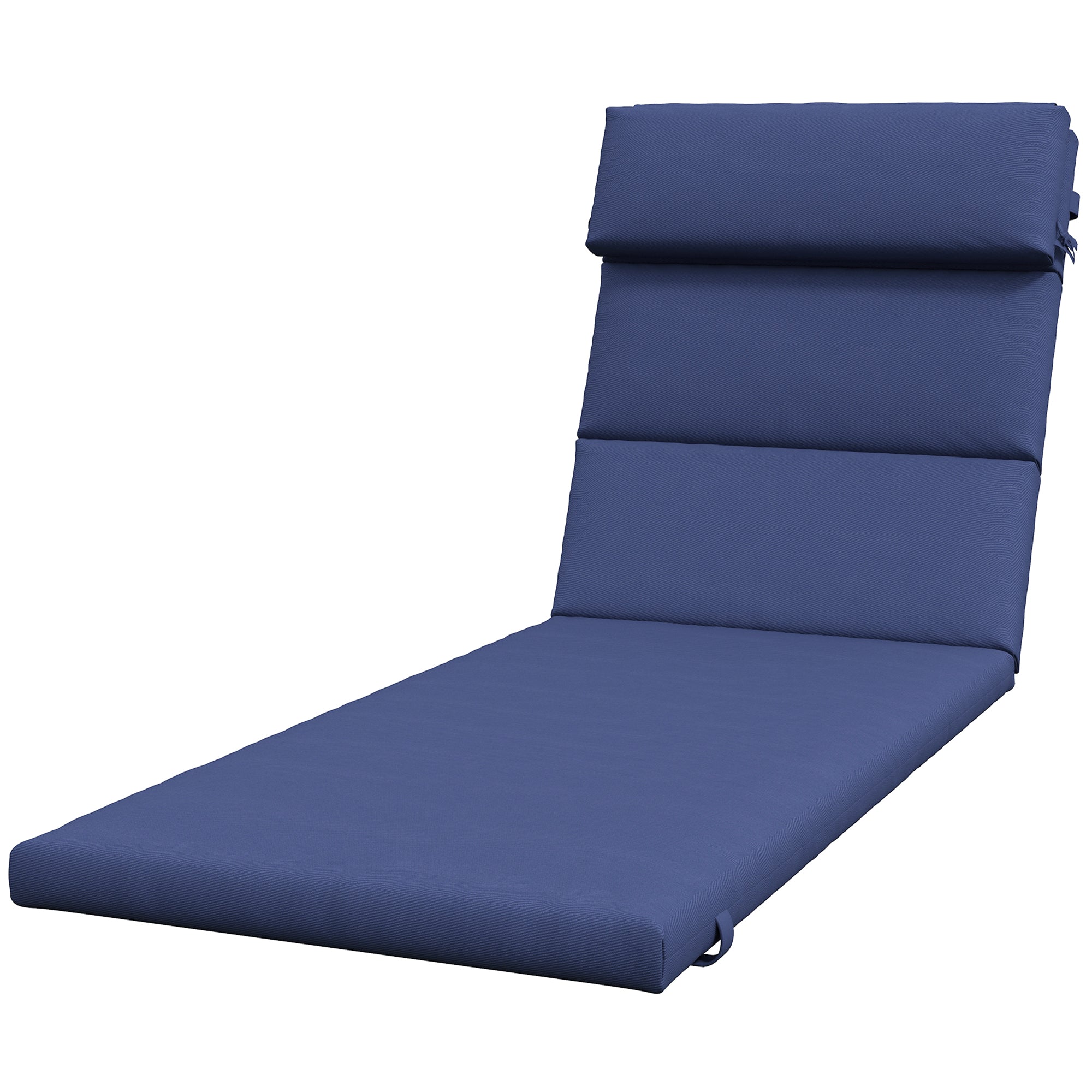 Patio Chaise Lounge Chair Cushion Replacement Sun Lounger Pads with Headrest and Ties, Dark Blue