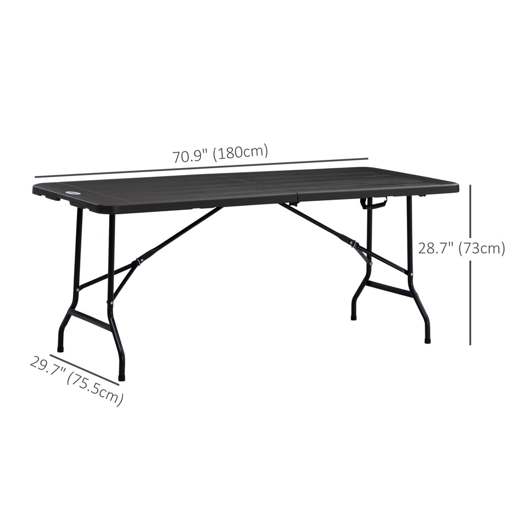 Foldable Patio Dining Table for 6, Rectangular Outdoor Table for Garden Lawn Backyard, Dark Grey