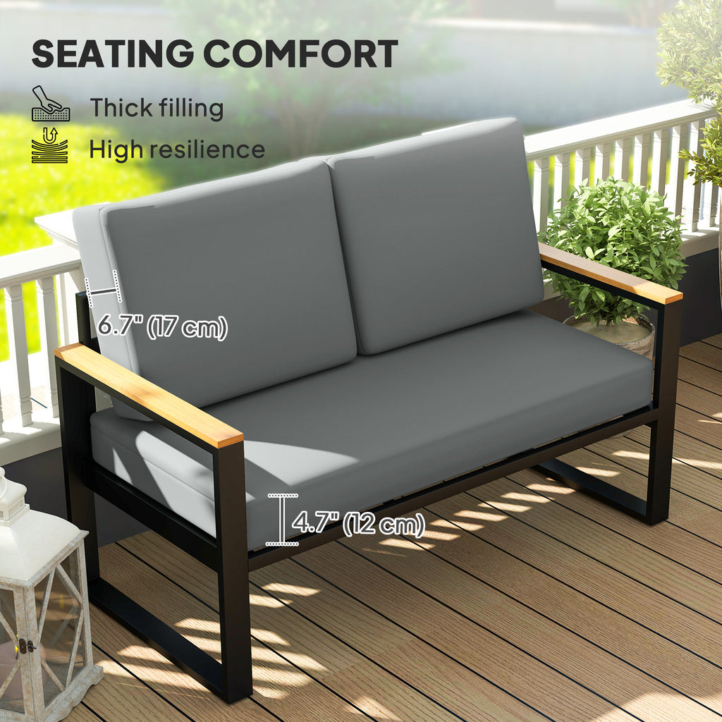 2 Seater 5" Thick Outdoor Seat Cushions with 7" Backrest, Loveseat Outdoor Furniture Cushions, Fade-Resistant Replacement Patio Cushions for Indoor Outdoor, Light Grey